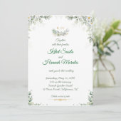 sage green and navy blue wedding invitations (Debout devant)
