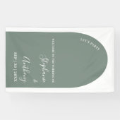 Sage Green and White Arch Wedding Spandoek (Horizontaal)