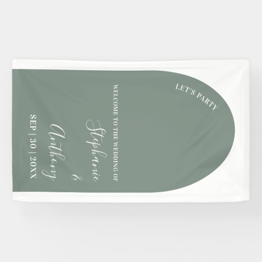 Sage Green and White Arch Wedding Spandoek (Horizontaal)