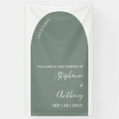 Sage Green and White Arch Wedding Spandoek (Verticaal)