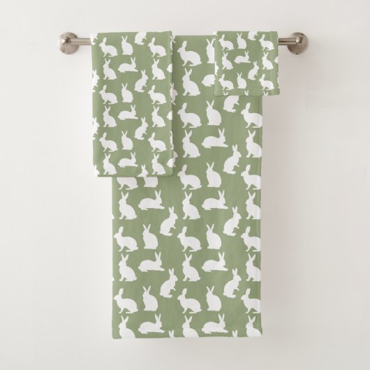 Sage Green And White Bunny Pattern Cute Easter (En situation)