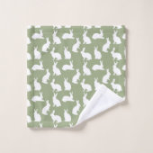 Sage Green And White Bunny Pattern Cute Easter (Gant de toilette)