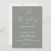 Sage Green and White Calligraphy Simple All In One Kaart (Voorkant)