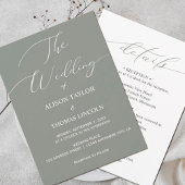 Sage Green and White Calligraphy Simple All In One Kaart