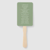 Sage Green and White Floral Wedding Programme Handwaaier (Achterkant)