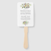 Sage Green and White Floral Wedding Programme Handwaaier (Voorkant)
