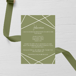 Sage Green and White Geometric Wedding Informatiekaartje