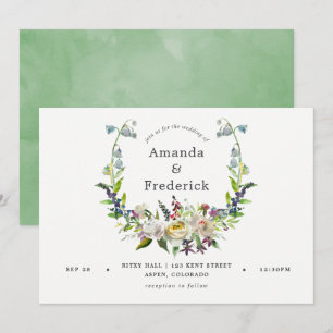 Sage Green and White Waterverf Floral Wedding Kaart