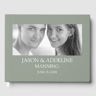 Sage Green Any Photo Black White Weddenschap Gastenboek