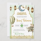 Sage Green Aqeeqah Muslim Baby Faire-part (Devant)