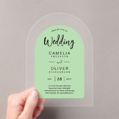 Sage Green Arch Acryl Wedding nodigt uit tot moder Acryl Uitnodigingen (Insitu (Draagbaar))