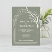 Sage Green Arch Botanical Wedding Invitation (Debout devant)