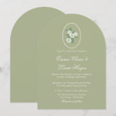 Sage Green Arch Chinoiserie Wedding Invitation (Devant / Derrière)