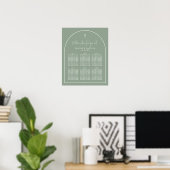 Sage Green Arch Minimalist Baptism Separation Char Poster (Thuiskantoor)