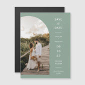 Sage Green Arch Photo Enregistrer la date Carte ma (Devant / Derrière)