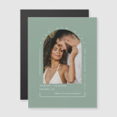 Sage Green Arch Photo Enregistrer Notre Date Carte (Devant / Derrière)