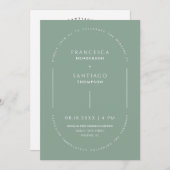 Sage Green Arch QR Code Mariage Photo Invitation (Devant / Derrière)