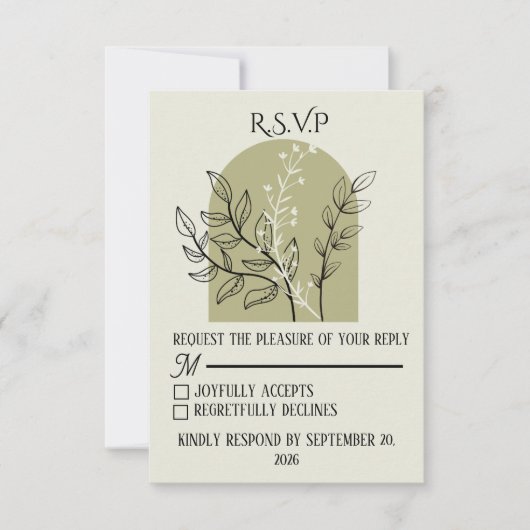 Sage Green Arch RSVP Card (Devant)
