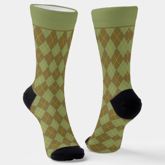Sage Green Argyle-patroon Sokken (Gebogen)