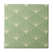 Sage Green Art Deco Fan Pattern Tegeltje (Voorkant)