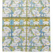 Sage Green Art Nouveau Water Lily Pattern Douchegordijn (Voorkant)