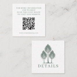 Sage Green Aspen Tree Wedding QR Informatiekaartje