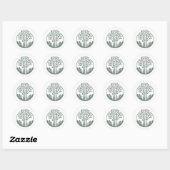 Sage Green Aspen Tree Wedding Ronde Sticker (Vel)