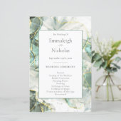 Sage Green Aventurine Crystal Wedding Programmes (Debout devant)