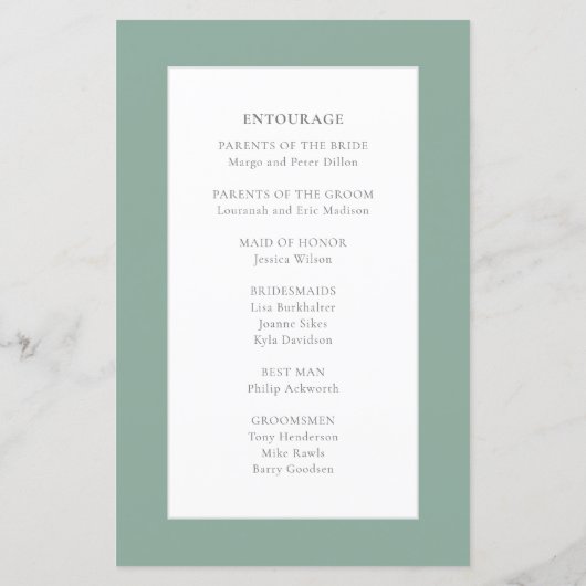 Sage Green Aventurine Crystal Wedding Programmes (Dos)