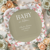 Sage Green Baby Bloom Baby shower Uitnodiging Papieren Bordje