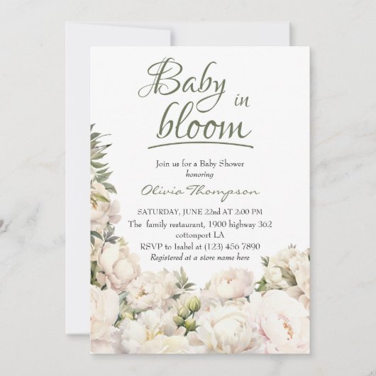 Sage Green Baby in Bloom Peony Garden Kaart (Voorkant)