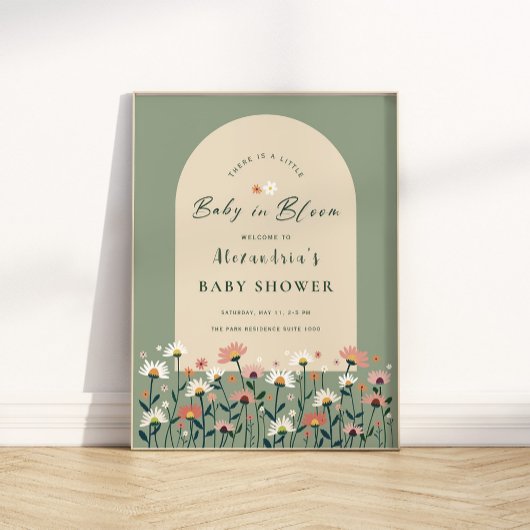 Sage Green Baby in Bloom Shower Affiche de bienven