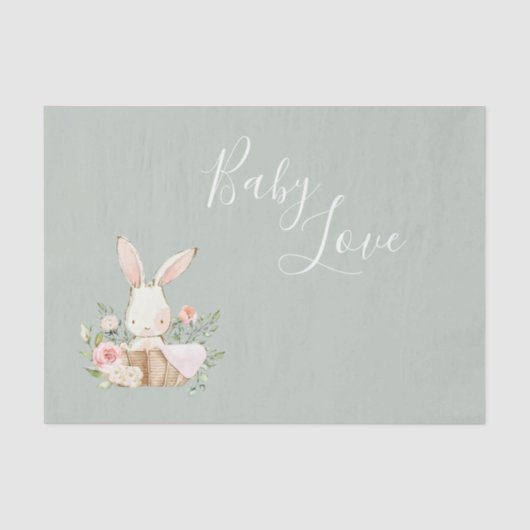 Sage Green Baby Love Script Elegant Baby shower Tissuepapier (Voorkant)