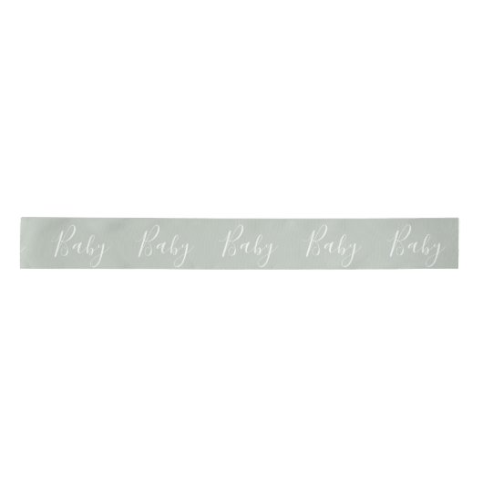 Sage Green Baby Script Elegant Baby shower Satin R Lint (Voorkant)