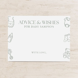 Sage Green Baby Shower Advice and Wishes Informatiekaartje