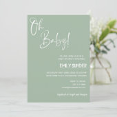 Sage Green Baby shower Invitation Kaart (Staand voorkant)