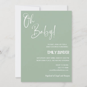 Sage Green Baby shower Invitation Kaart