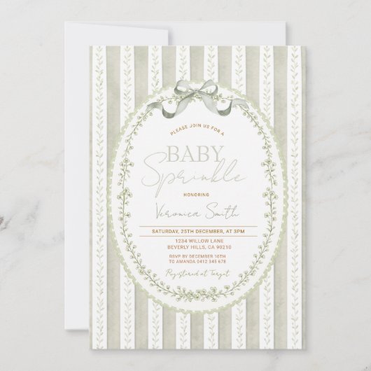 Sage Green Baby Sprinkle Invitation – Neutral (Devant)