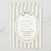 Sage Green Baby Sprinkle Invitation – Neutral (Devant / Derrière)