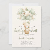 Sage Green Bear Baby Shower Boy Invitation (Devant)