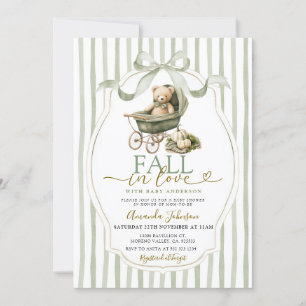 Sage Green Beer wandelwagen Pompoen Baby shower Kaart
