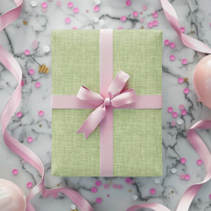 Sage Green Beige Linnen Textuur Cadeaupapier