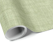 Sage Green Beige Linnen Textuur Cadeaupapier (Rol Hoek)