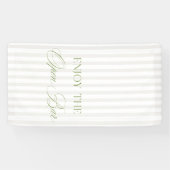 Sage Green & Beige Stripe Wedding Open Bar Banner (Horizontaal)