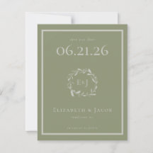 Sage Green Berries en Leaves Save the Date