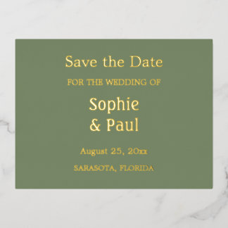 Sage Green Bewaar het Date Folie Invitation Briefk Uitnodiging Briefkaart