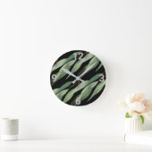 Sage Green Black Botanique Eucalyptus Mur Horloge (Maison)