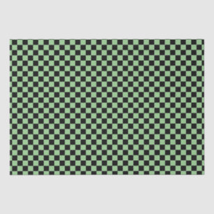 Sage Green Black Checkerboard Camouflage Patroon Tissuepapier