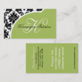 Sage Green Black Damask Visitekaartjes (Voorkant / Achterkant)