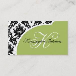 Sage Green Black Damask Visitekaartjes